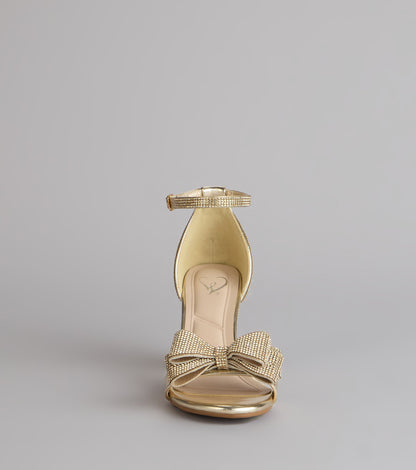 Endless Glam Rhinestone Bow Block Heels