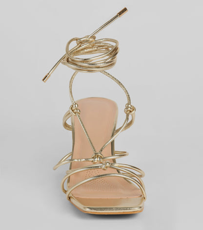 Come Around Metallic Lace-Up Block Heels