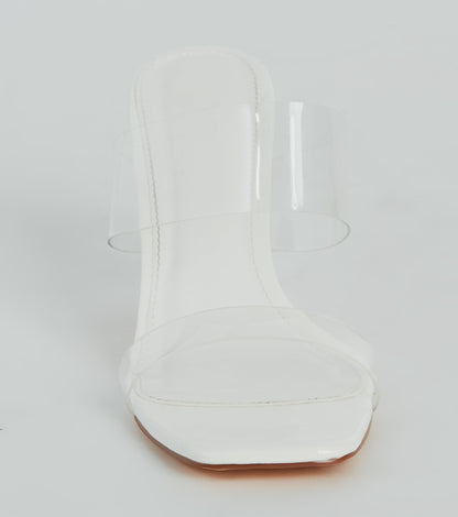 Style So Clear Strap Metallic Block Heel Mules