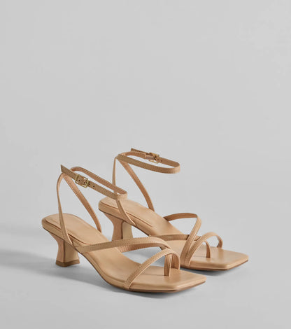 Chic Moves Strappy Snake Print Kitten Heels