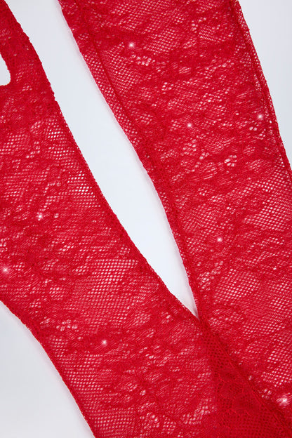 Lace Gloves in Fire Red