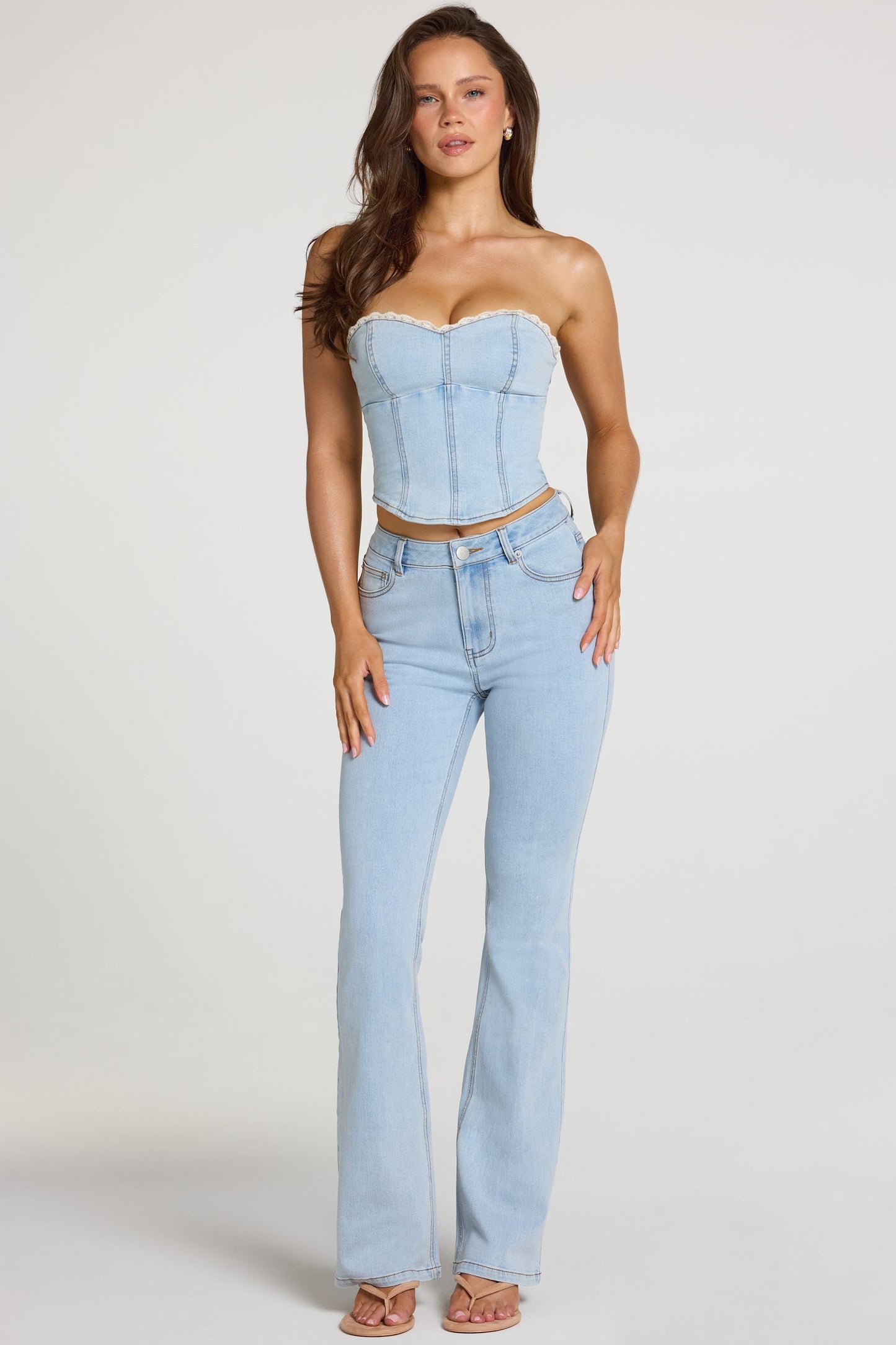 Mid-Rise Bootcut Jeans in Light Denim