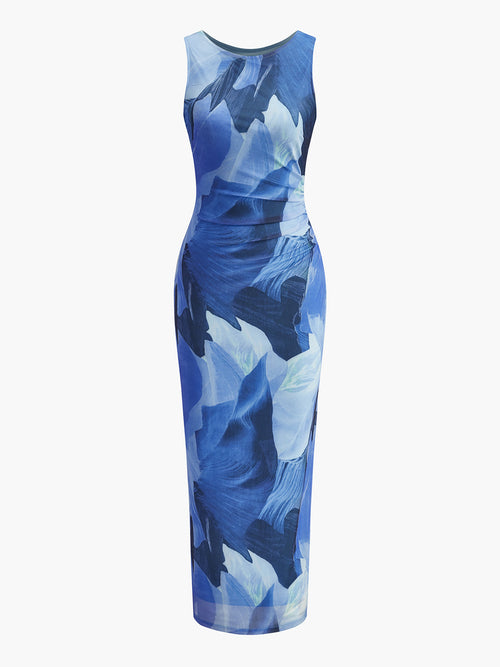Sleeveless Floral Print Dress