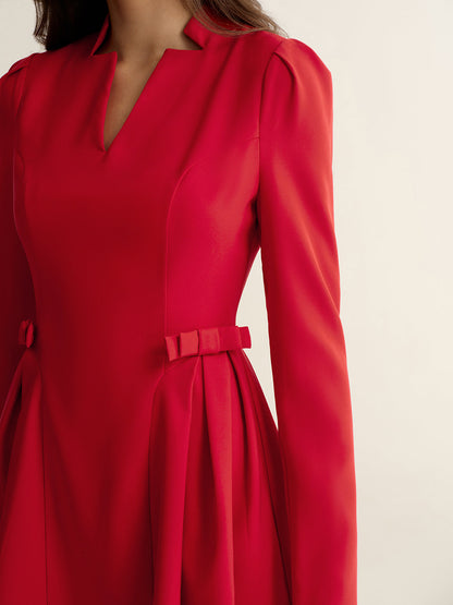 V-Neck Bow Detail Mini Dress