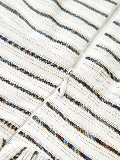Crisscross Halter Striped Cotton Maxi Dress