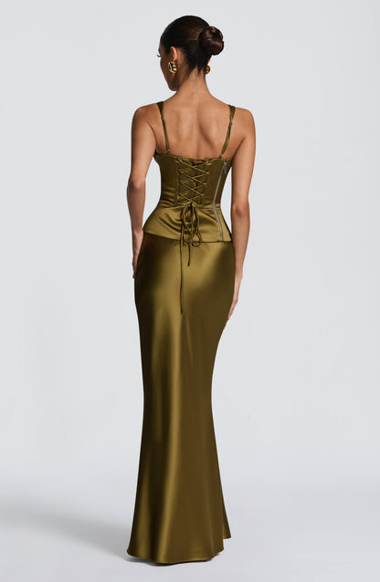 Atlanta Maxi Skirt - Deep Olive