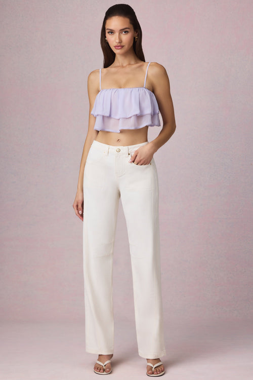 Mid-Rise Barrel-Leg Jeans in Ecru Wash