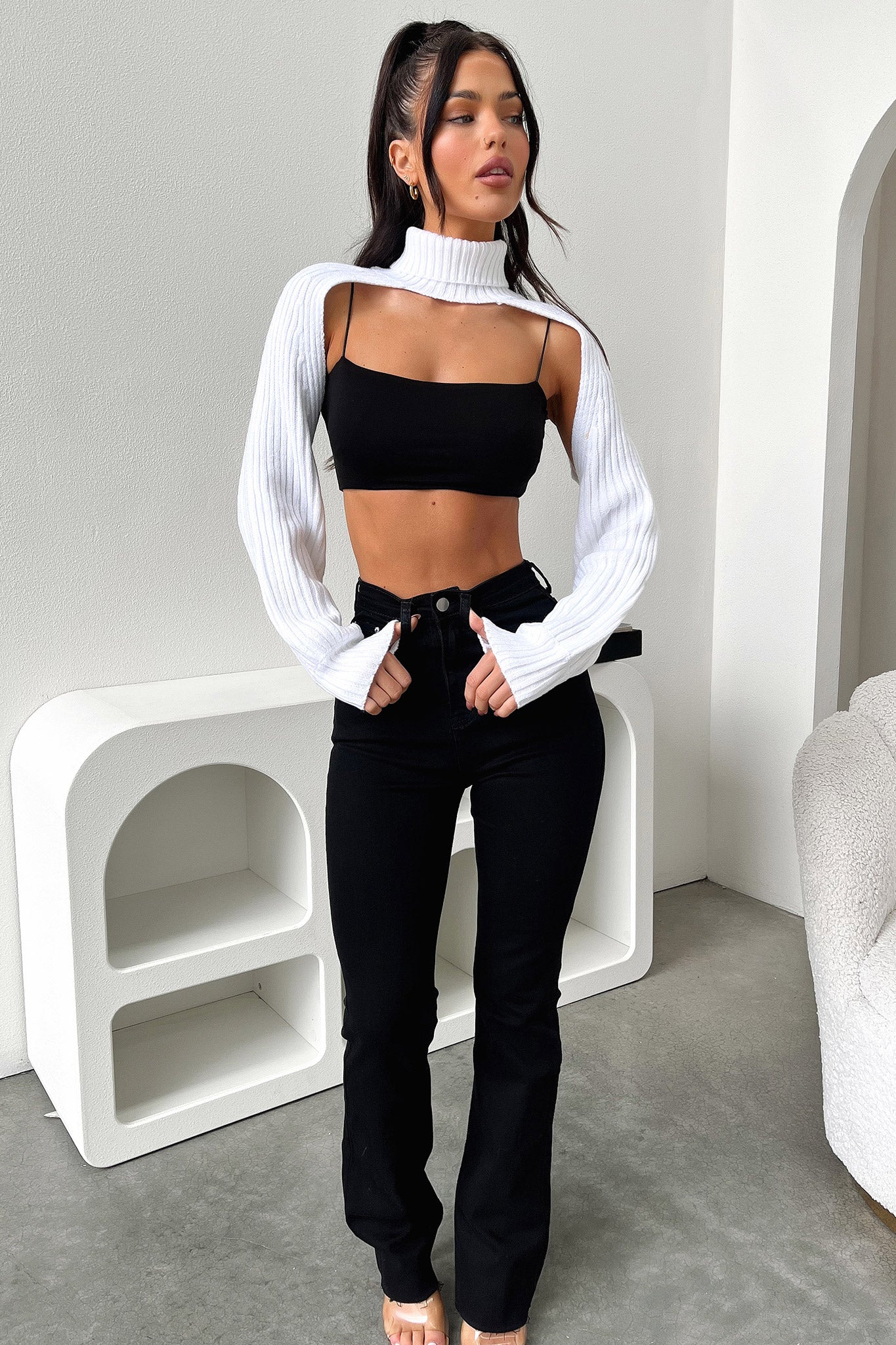 Evie Turtleneck Shrug - White