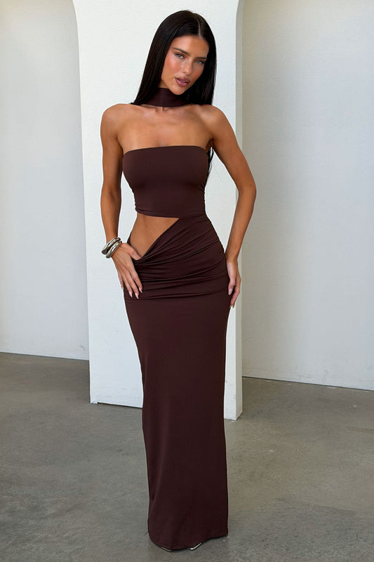 Forbes Strapless Maxi Dress - Brown