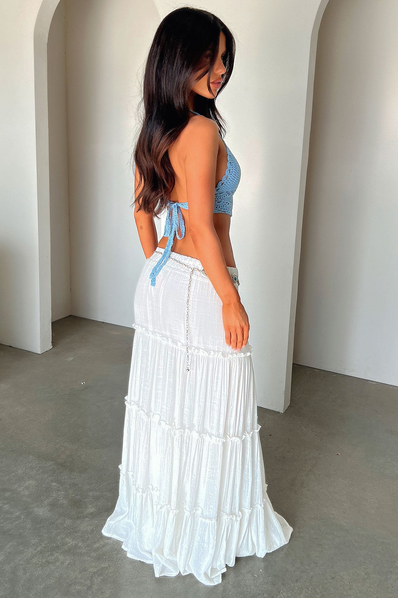 Harkee Crochet Halter Crop - Blue