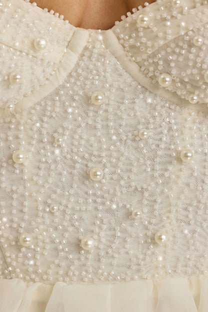 Embellished Corset Gown in White