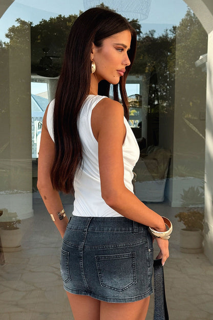 Charlee Denim Mini Skirt - Black